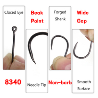 Vente en gros de hameçons pour carpe sans barbe en acier à haute teneur en carbone, gris, noir, tige incurvée, poils de carpe/Chod Zig Rig 2-10 tailles, lac/réservoir