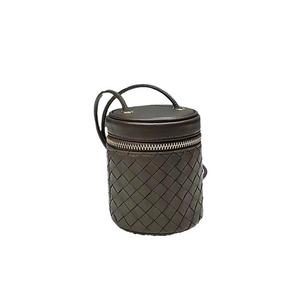 Durable Genuine Leather Women Crossbody <b>Tote</b> <b>Bag</b> Daily Casual Use Stylish Handled Woven Small Bucket Factory Direct Price - Product Image 1