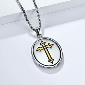 yunnique retro Sacred Heart Cross <b>titanium</b> steel necklace for men, a niche cultural symbol Easter pendant and prote - Product Image 3
