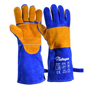 गर्मी प्रतिरोधी लंबे हाथ चमड़े छूत वेल्डिंग दस्ताने वेल्डर के लिए श्रमिकों, चीन और पाकिस्तान से - Product Image 2