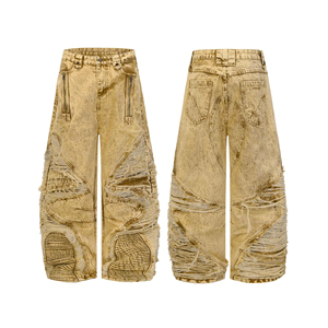 <span class=keywords><strong>Jeans</strong></span> de Mezclilla Boyfriend Extra Grandes Vintage para Mujer, <span class=keywords><strong>Jeans</strong></span> de Pierna Ancha de Alta Calidad, Estilo Hip Hop, <span class=keywords><strong>Jeans</strong></span> de Mezclilla Cruda para Mujer - Product Image 4