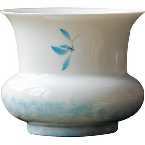 White Porcelain Hand Painted Butterfly Orchid <b>Tea</b> Dregs Bucket Round Ceramic Water Bowl For Kung Fu <b>Tea</b> <b>Set</b> Accessories - Product Image 5