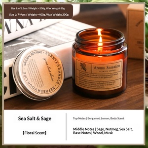 Petite bougie parfumée en bouteille marron, sans fumée, dans un verre couleur thé, décoration intérieure, événements, cadeau, parfum, faite à <span class=keywords><strong>la</strong></span> main - Product Image 6