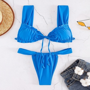 Ensemble bikini deux pièces sexy et tendance pour femme <span class=keywords><strong>Reely</strong></span>, col en V, couleur unie, tanga, matière Spandex/Nylon, séchage rapide, respirant - Product Image 4