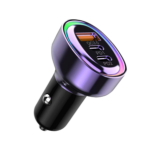 Anillo LED RGB de 60W con 3 Puertos, Adaptador de Coche Tipo C Superrápido, Cargador de Coche con Encendedor de Cigarrillos con Carga PD/QC para iPhone, iPad y Android - Product Image 1