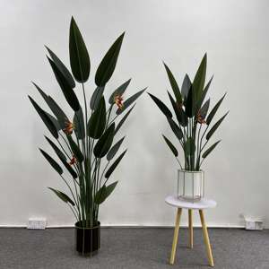 Plante simulée en pot Intérieur Salon Décoration de sol Plante verte Grue <span class=keywords><strong>Orchid</strong></span>ée Banane Soie simulée Ciel Oiseau - Product Image 5