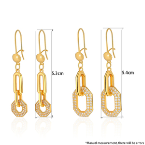 Dubai <b>Gold</b> Anti Tarnish Drop <b>Earrings</b> Fashion 21k <b>Gold</b> Plated Zirconia Geometric <b>Dangles</b> <b>Earring</b> for Women - Product Image 5