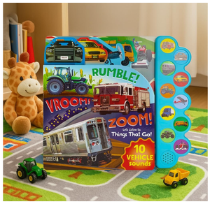 Livre sonore interactif personnalisé pour enfants avec boutons poussoirs, 10 sons de véhicules, livre audio éducatif sur les transports pour bébés - Product Image 1