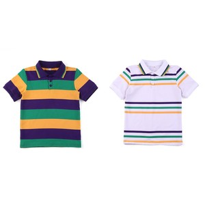Vente en gros de vêtements pour mardi gras <span class=keywords><strong>Polo</strong></span> de rugby unisexe en coton, à rayures vertes et dorées - Product Image 1