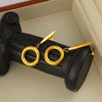 Boucles d'oreilles en acier inoxydable Rock Circle pour femmes polyvalentes avancées populaires nouveau Style de luxe léger à la mode Simple