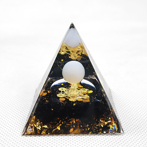 <b>Crystal</b> Epoxy Pyramid Resin Ornament White <b>Ball</b> Obsidian Internal Engraving Home Decoration Desktop Decor - Product Image 1
