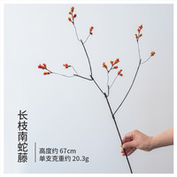 Buah Celastrus Orbiculatus Buatan Gaya Cina Baru, Bunga Palsu untuk Dekorasi Natal, Ruang Tamu, Suasana Wabi-Sabi Zen, Karang Kering