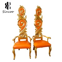 Chaise d'attente de luxe de haute qualité, personnalisable, à dossier haut, en acier inoxydable et or, pour hôtel, chaise rétro de luxe