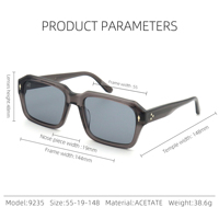 Lunettes de soleil polarisées de luxe rétro pour hommes et femmes, avec logo personnalisé, monture carrée épaisse en acétate, par des fabricants de créateurs