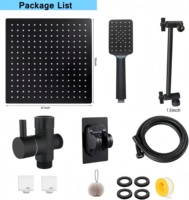 Pommeau de douche pluie moderne noir en acier inoxydable brossé haute pression de 8 pouces avec bras d'extension réglable de 10 pouces pour hôtels