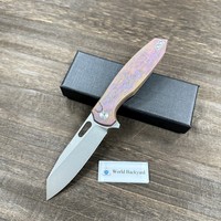 Couteau pliant de survie personnalisé de haute qualité en acier M390 pour hommes, couteau de poche en titane anodisé vert bronze