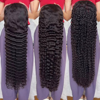 Perruques Lace Front Brésiliennes Vierges Super Double Drawn 13x4 HD Sans Colle Transparentes avec Baby Hair pour Perruques Bouclées Anti-Chute Toutes Couleurs