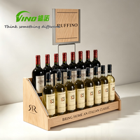 Support à bouteilles de vin en bois naturel avec cadre métallique, logo personnalisé, moderne et écologique, pour comptoir de magasin de détail et présentoir à spiritueux