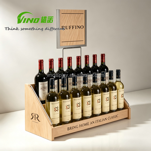 Support à bouteilles de vin en bois naturel avec cadre métallique, logo personnalisé, moderne et écologique, pour comptoir de magasin de détail et présentoir à spiritueux - Product Image 6