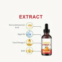 HDK Gouttes d'Oméga 3 Végétaliennes DHA à l'Huile d'Algues 200mg DHA 60ml Sans Poisson à Base Végétale Soutien Cérébral Supplément OEM ODM