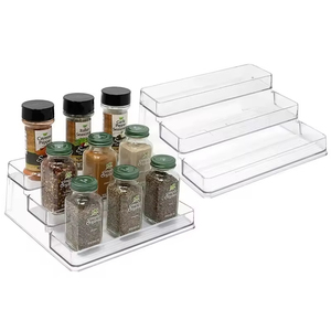 Organisateur d'épices en plastique transparent à 3 niveaux, étagère à épices escalonnée <span class=keywords><strong>pour</strong></span> comptoir de <span class=keywords><strong>cuisine</strong></span>, tiroir de placard, rangement des pots à épices, des <span class=keywords><strong>bouteilles</strong></span> d'assaisonnement - Product Image 4