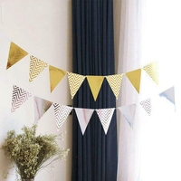 Guirlande de fanions triangulaires INS en papier écologique, bannière en papier de soie, guirlande à double face à carreaux, bannière personnalisée pour fête