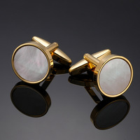 Boutons de manchette ronds en or et argent avec zircon rose et perles carrées pour hommes, boutons de manchette de chemise de style français
