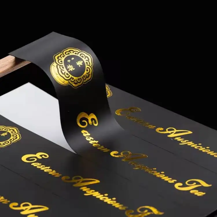 Waterproof Custom Black Label Logo Luxury Packaging Bottle Embossed Gold Foil Labels Stickers Printing For Food Cosmetic