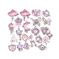 Pendentif breloque émaillé rose Y2K Série Nuage Lune Papillon pour la fabrication de bijoux faits main DIY (colliers, bracelets) Modèle M05