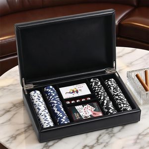 Custodia con Chip da Poker Texas Hold'em su misura/scatola in pelle, gettoni/crediti/punti PU Mahjong transfrontalieri, imballaggio per sale da gioco, - Product Image 3