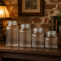 Pot de stockage d'épices en verre transparent de qualité supérieure de 1250ml 1650ml 2100ml 2500ml avec couvercle à clip pour l'organisation de la cuisine