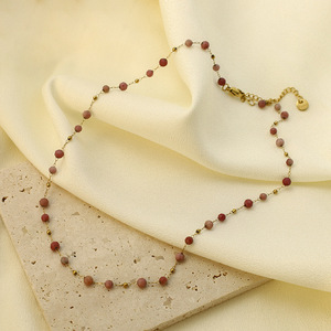 Traditional Chinese Style Beaded Necklace Natural Agate Round Gold <b>Chain</b> Handmade Jewelry Set Elegant Unique <b>Titanium</b> Steel - Product Image 3