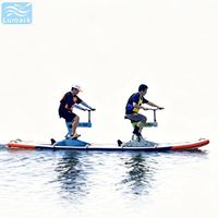 Vélo aquatique pliable à faible résistance, deux places, avec cadre en plastique, grand tapis flottant plat SUP, ponton plat, pour complexe hôtelier, de l'usine Lumark en Chine