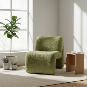 Modern Dayanıklı Çevre Dostu Ahşap Çerçeveli Kavisli Tekli Dinlenme Koltuğu Oturma Odası Yatak Odası Ev Ofisi İçin Kumaş Kaplama - Product Image 2