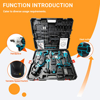 Ensemble d'outils sans fil professionnels 18V 21V pour le bricolage, sans balais, comprenant une meuleuse d'angle, un marteau électrique, une clé à chocs et une perceuse - Batterie au lithium disponible, OEM disponible