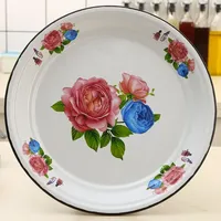 Planches de camping en émail vintage en gros d'usine avec technique d'émail de couleur de motif floral