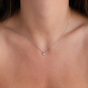 Nuovo personalizzato delicato opale collana cuore minimalista ciondolo amore delicato collana regalo unico per lei - Product Image 6
