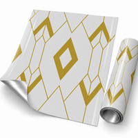 Papier peint auto-adhésif 60x60cm, lignes géométriques blanc or, surface PET et mousse IXPE pour murs intérieurs