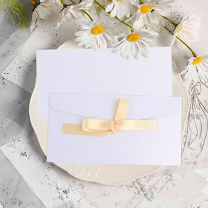 Bow <strong>Envelope</strong> Thickened Pearl Paper Ribbon Greeting Card Letter Making Creative Invitation,White,20 Piece/Set - Product Image 3