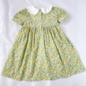 Estate stile europeo 8 anni stile pastorale ragazze ricamo floreale <span class=keywords><strong>vestito</strong></span> con colletto <span class=keywords><strong>Peter</strong></span> <span class=keywords><strong>Pan</strong></span> Smocked a mano - Product Image 2