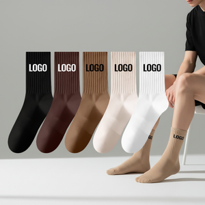 Custom Logo Winter Crew Jacquard <strong>Socks</strong> New Letter Cute Knitted Breathable Athletic Men Cotton Cycling Striped Sports <strong>Socks</strong> - Product Image 1