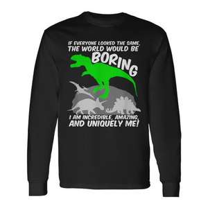 <b>Dinosaur</b> Self Esteem Long Sleeve T-<b>Shirt</b> For Kids And Adults With Inspirational Message - Product Image 1