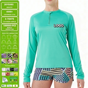 Chemises de randonnée à fermeture éclair 1/4 pour femmes, vêtements de sport, protection solaire UPF50+, séchage rapide, manches longues, personnalisables - Product Image 1