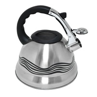 Bouilloire sifflante en acier inoxydable 3L avec poignée en acier inoxydable, design minimaliste, portable, pour cuisinière, usage domestique, qualité alimentaire
