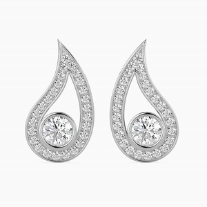 ต่างหูเพชรทรงกลมเจียระไนแบบบริลเลียนท์ ดีไซน์ทันสมัย ทองคำขาว 18K ได้รับการรับรองจาก IGI เครื่องประดับหรูสำหรับผู้หญิง - Product Image 5