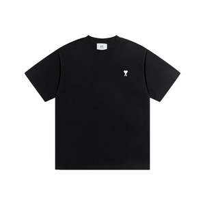 Camiseta AMI de moda con logo pequeño bordado, cuello redondo, manga corta, holgada, informal, para hombre y mujer, combina con todo, para verano. - Product Image 2