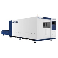 Machine de découpe laser à fibre HANS MPS C3 6000W avec couvercle fermé et plateforme d'échange