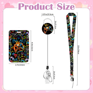 UV embossed <b>ID</b> card <b>holder</b> and fun badge roll 360 rotating keychain office gift - Product Image 2