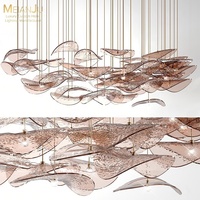 Personnalisable Grande Maison Salon De Beauté Lustre Intégré Lampes D'ingénierie En Verre Non Standard Hall D'hôtel Suspendu Lotus