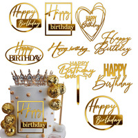 Plaque décorative ronde en acrylique réutilisable style Ins pour gâteau d'anniversaire moderne, idéale pour le dessus du gâteau